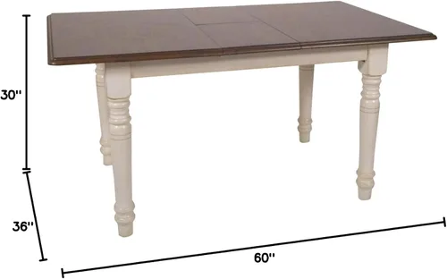 Vista 3 de Sunset Trading Andrews - Mesa de comedor extensible con hojas de mariposa de 60 pulgadas, color blanco y marrón