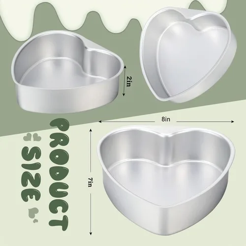 Vista 3 de Didaey 6 moldes en forma de corazón a granel de 8 pulgadas de aluminio para tartas de corazón, moldes de corazón para hornear, moldes para pasteles