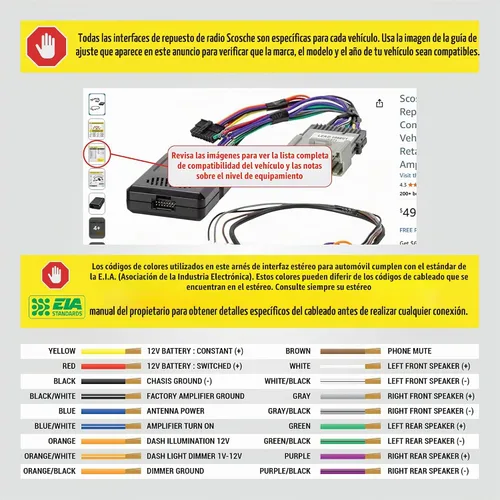Vista 2 de Scosche GM2K-WP - Adaptador de interfaz de repuesto estéreo de fábrica, compatible con vehículos GM seleccionados 2000-13, arnés de cableado
