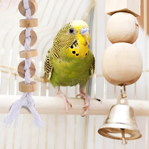 Vista 4 de 8pcs Parrot Chewing Toy Set for Beak Exercise with Bells