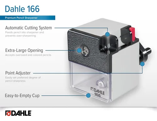 Vista 4 de Dahle 166 - Sacapuntas premium con ajustador de punta y sistema de corte automático, compatible con lápices de grafito y lápices de artista de gran