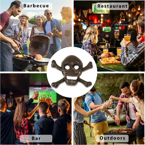 Vista 6 de Treasure Gurus Metal Wall Mount Skull Crossbones Cerveza Soda Pop Botella Cap Opener Par Pub Decor