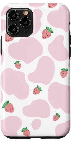 Vista 29 de Baby Pink Cow Print Pattern Cute Strawberry Cow Animal Gift Case for iPhone 17