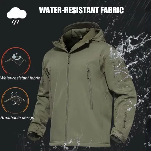 Vista 3 de MAGCOMSEN - Chaqueta táctica con capucha para hombre, impermeable, suave, abrigo de invierno