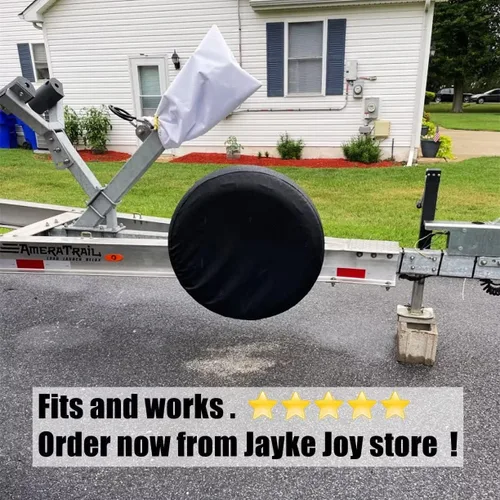 Vista 6 de Cubierta de rueda de repuesto, cubierta de rueda negra impermeable de cuero de PVC resistente al polvo, universal, apta para Jeep, remolque, RV