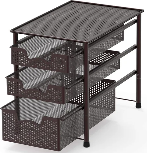 Vista 14 de Simple Houseware - Organizador con cajones de cesta apilables para gabinete, bronce