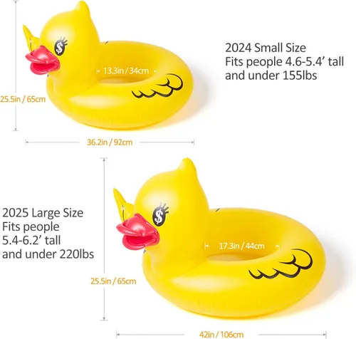 Vista 7 de Float Joy Divertidos flotadores inflables para piscina de pato para adultos, flotadores de pato de goma mejorados para piscina, lago, flotadores