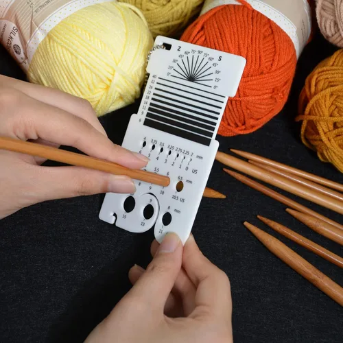 Vista 4 de UPTTHOW - Regla combinada multifuncional WPI para hilanderos Acrylic guide, combo guage, needle gauge spinning control card, crochet accessories