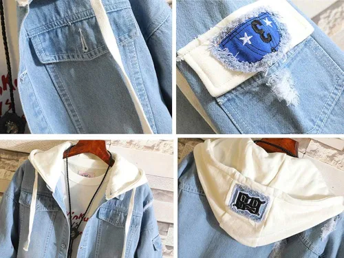 Vista 4 de Tokisaki Anime Tsukino - Chaqueta de mezclilla para cosplay, sudadera con capucha para hombre, chaqueta de camionero para mujer, disfraces