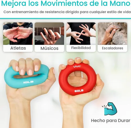 Vista 7 de Vive Anillo de agarre fortalecedor de mano (paquete de 6) – Ejercitadores de mano de anillo de antebrazo – Pinza exprimidora de silicona