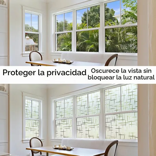 Vista 4 de HIDBEA Película de Privacidad para Ventana, Película Decorativa de Adhesión Estática, Película Esmerilada No Adhesiva con Control de Calor y Bloqueo