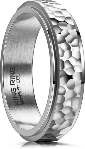 Vista 9 de King Ring 6mm Hammered Spinner Ring – Fidget Ring for Men & Women – Designed in USA
