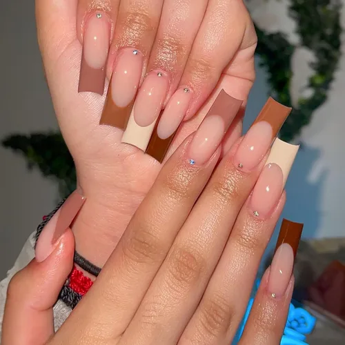 Vista 11 de Uñas postizas cuadradas largas con punta francesa SWEKKE amarilla, uñas postizas de cobertura completa con diseños, uñas postizas de color amarillo