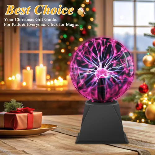 Vista 2 de DELIPOP Bola de plasma de 8 pulgadas, luz roja con cable enchufable, lámpara de bola de plasma mágica, luz de discoteca sensible al tacto y al