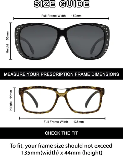 Vista 7 de PZ - Gafas de sol polarizadas para mujer para cubrir sobre gafas graduadas con protección UV