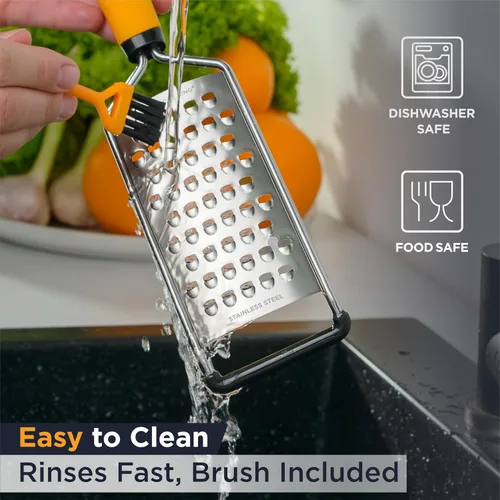 Vista 8 de Deiss PRO - Rallador grueso y rallador de queso de mano, cuchillas afiladas de acero inoxidable, mango antideslizante, rallador de queso pequeño