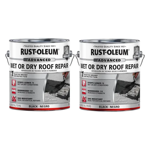 Vista 7 de Rust-Oleum Cemento reparador de techos a base de asfalto húmedo o seco, galón, negro, paquete de 2
