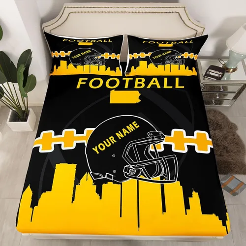 Vista 16 de Erosebridal Juego de sábanas bajeras personalizadas de fútbol americano para niños y niñas, juego de cama de jugadores de fútbol, juego de ropa