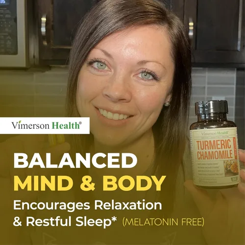 Vista 7 de Suplemento natural de apoyo para el sueño de manzanilla con jengibre, canela y BioPerine; mejora los ciclos de sueño, la salud digestiva, la flora