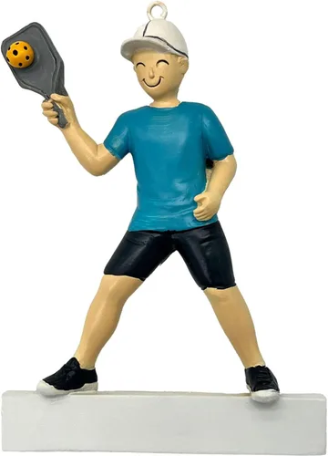 Vista 2 de Regalo de pickleball – Regalo de jugador de pickleball para hombres – Papá Abuelo Entrenador – Adorno de árbol de Navidad