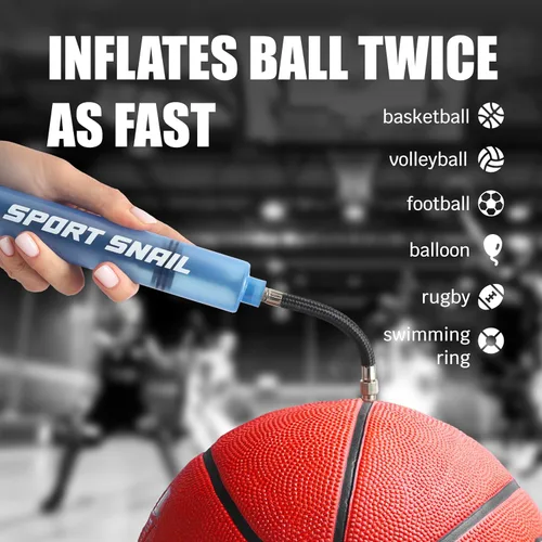 Vista 4 de Bomba de mano para pelotas – Bomba de aire portátil con aguja de 3 piezas y estuche compacto – Inflador de pelota deportiva pequeña – Voleibol