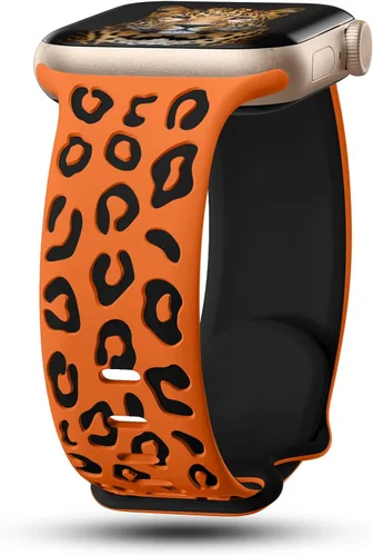 Vista 17 de CreateGreat Correas de leopardo grabadas compatibles con Apple Watch Band de 1.575 in 1.614 in 1.496 in 1.654 in 1.732 in 1.772 in 1.811 in 1.929 in