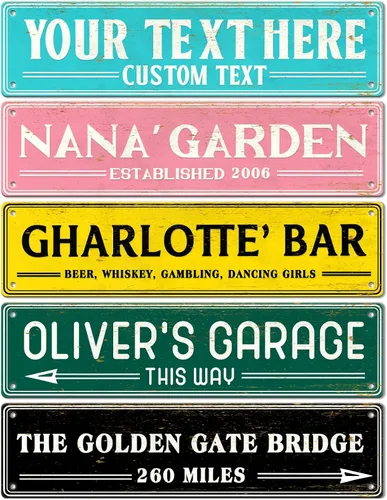 Vista 8 de Letreros personalizados de metal para exteriores de 4 x 16 pulgadas, letrero de calle personalizado de aluminio, letreros de calle personalizados