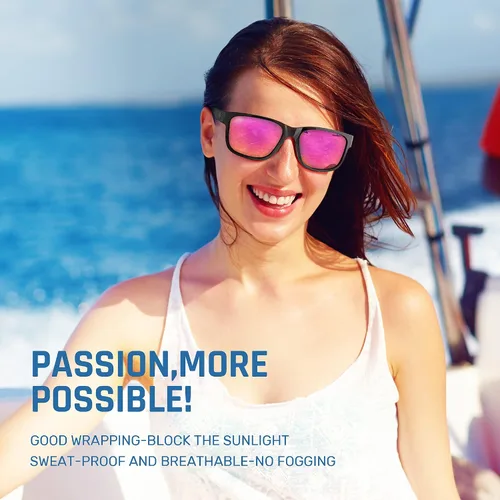 Vista 6 de TOREGE Gafas de sol polarizadas deportivas para hombres y mujeres, lentes de sol para ciclismo, correr, pesca, barco, senderismo, playa, TR66
