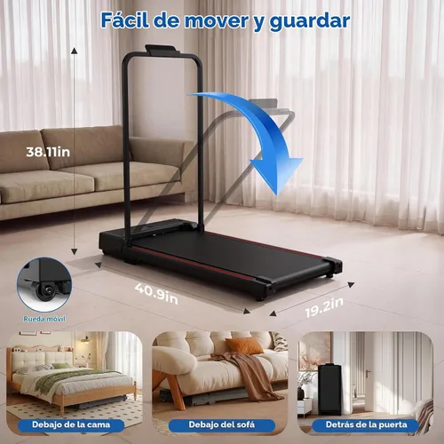 Vista 6 de Almohadilla para caminar, caminadora con barra de mango, cintas de correr plegables para el hogar, interiores, debajo del escritorio, almohadillas
