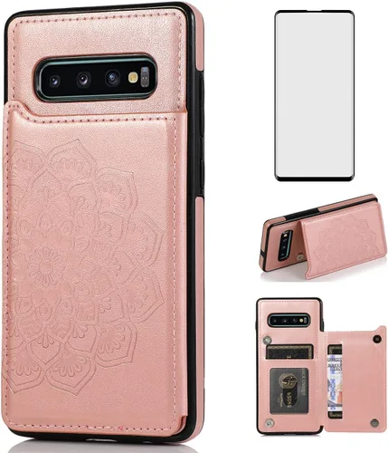 Vista 11 de Asuwish Funda compatible con Samsung Galaxy S10 Plus y protector de pantalla de vidrio templado con ranura para tarjetero, soporte para teléfono