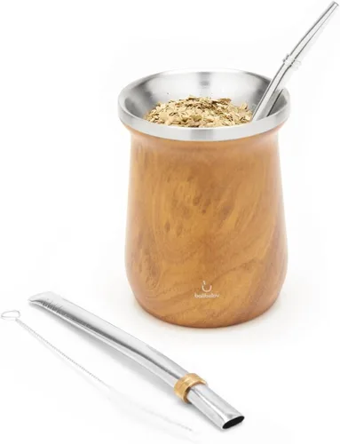 Vista 9 de BALIBETOV - Juego de yerba mate de 8.7 onzas líquidas, taza mate, 2 bombillas y cepillo de limpieza, aislado al vacío, sin BPA, fácil de limpiar