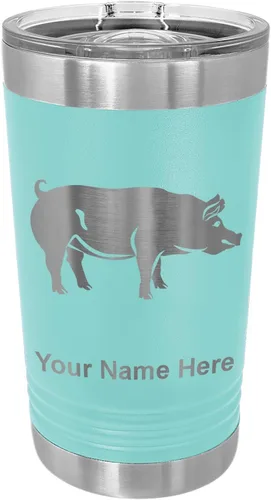 Vista 17 de LaserGram Vaso de pinta aislado al vacío de 16 onzas, cerdo, grabado personalizado incluido (negro) Engraved Gift, Vacuum Insulated Stainless