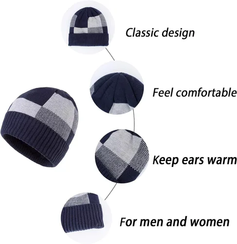 Vista 4 de LANGZHEN Gorro de invierno grueso y cálido para uso diario gorro de punto suave y elástico para mujer