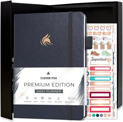 Vista 12 de Clever Fox Agenda Diaria, edición superior. - Planificador diario de lujo con horario por hora, organizador personal, diario de productividad