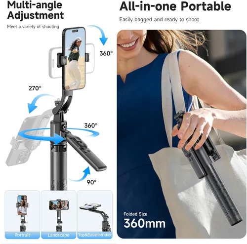 Vista 4 de Andoer Trípode de seguimiento automático de cara de 64 pulgadas con soporte, trípode de seguimiento de rotación de 360° con control remoto y control