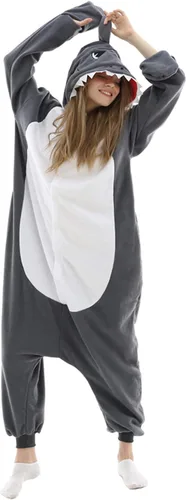 Vista 2 de Pijama mameluco de tiburón para mujer, disfraz de tiburón