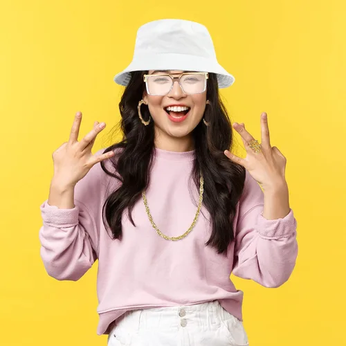 Vista 6 de Hip Hop Costume Kit 90s Outfit Bucket Transparent Sunglasses Gold Chain