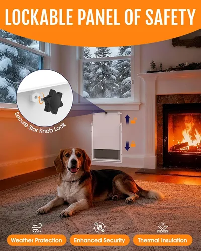Vista 9 de Powools - Puerta para perros de hasta 45 libras, mediano - 15.7 x 12.5 pulgadas Robust Steel, 12.6" x 10" Flap Opening, Indoor Outdoor Use
