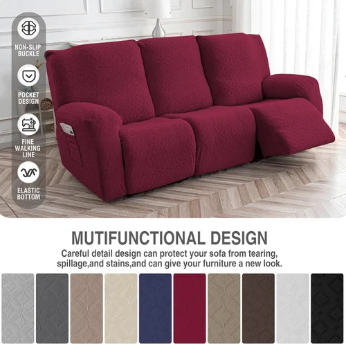 Vista 12 de Gennia Funda Impermeable para Silla Reclinable, Fundas Elásticas para Sofá Reclinable con Bolsillos, Fundas Lavables para Silla Reclinable Lazy Boy