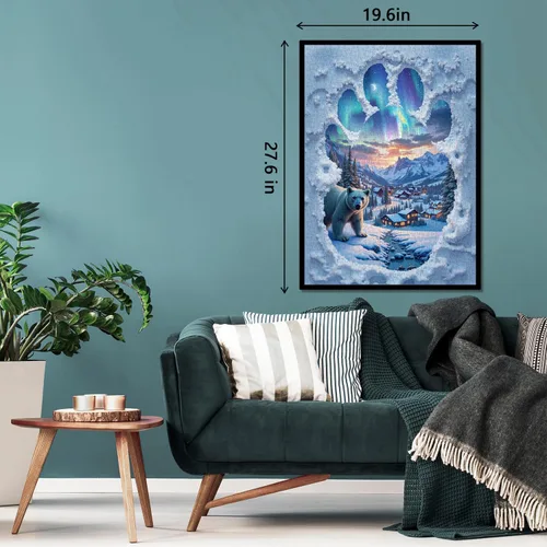 Vista 3 de Rompecabezas de oso polar para adultos de 1000 piezas, rompecabezas de paisaje de nieve blanca con animales artísticos, rompecabezas desafiante