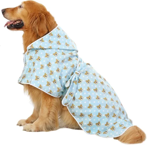 Vista 19 de HDE Bata de baño para perro, súper absorbente, de secado rápido, para cachorros, ajustable, con capucha, para perros tallas S-XXL con patos de goma