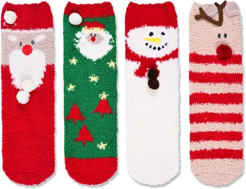 Vista 2 de Zmart Fuzzy Socks for Women Teen Girls, Fluffy Socks Warm Winter Cozy Animal Socks for