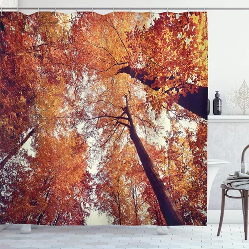 Vista 8 de Ambesonne Decor Collection, juego de cortina con ganchos para regadera Negro Verde