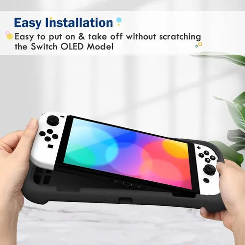 Vista 8 de Fintie Kids Case for Nintendo Switch OLED Model 2021 with Game Card Slots - [Kids Friendly] Ultralight Shockproof Protective Cover, Ergonomic Grip
