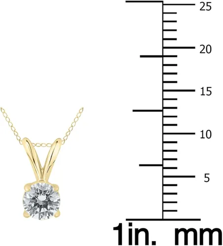 Vista 2 de Certified 17ctw - 1ctw Round Diamond Solitaire pendnat Available in 14K White and Yellow Gold