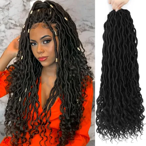 Vista 13 de Cabello Corto de Locs Falsos para Crochet Pre-Enrollado 12 Pulgadas 6 Paquetes Cabello de Locs de Diosa para Crochet Locs Falsos Suaves con Puntas