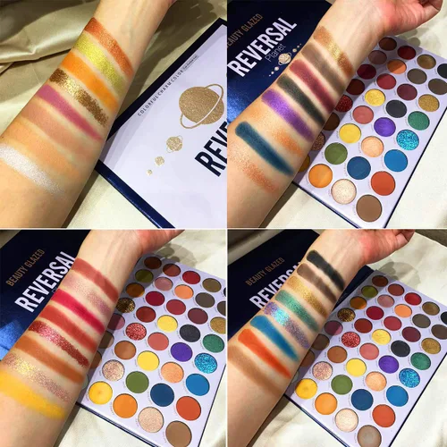 Vista 6 de Paleta de maquillaje Reversal Planet, 40 colores de purpurina metálica de alta pigmentación, fácil de difuminar, Sombras de ojos resistentes al