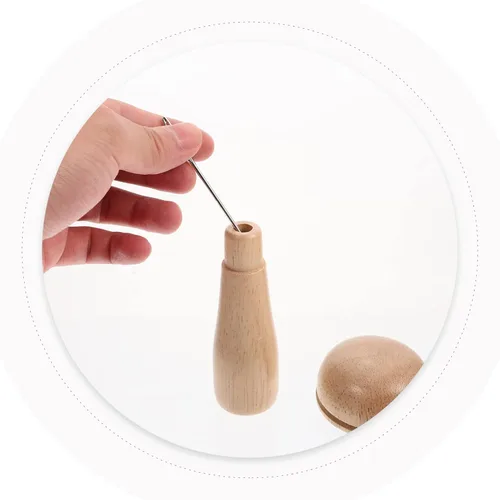 Vista 7 de HEALLILY 1 juego de suministros de madera Darner de madera con agujas de coser, enhebrador de banda de goma