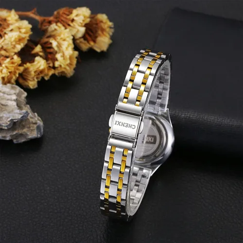 Vista 3 de Avaner Reloj de pulsera de acero inoxidable con banda dorada de cuarzo, para hombre y mujer