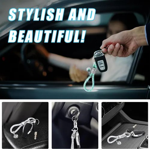 Vista 5 de Ziciner Llavero de cristal brillante para mujeres y niñas, llavero de automóvil con purpurina, accesorios universales para llavero (verde)